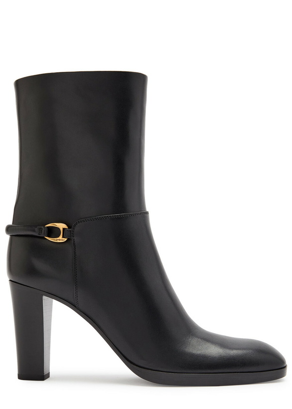 Photo: Saint Laurent Chemena 80 Leather Ankle Boots Black