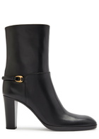 Saint Laurent Chemena 80 Leather Ankle Boots Black