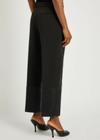 Tory Burch Satin Cuffs Cropped Crepe Trousers Black