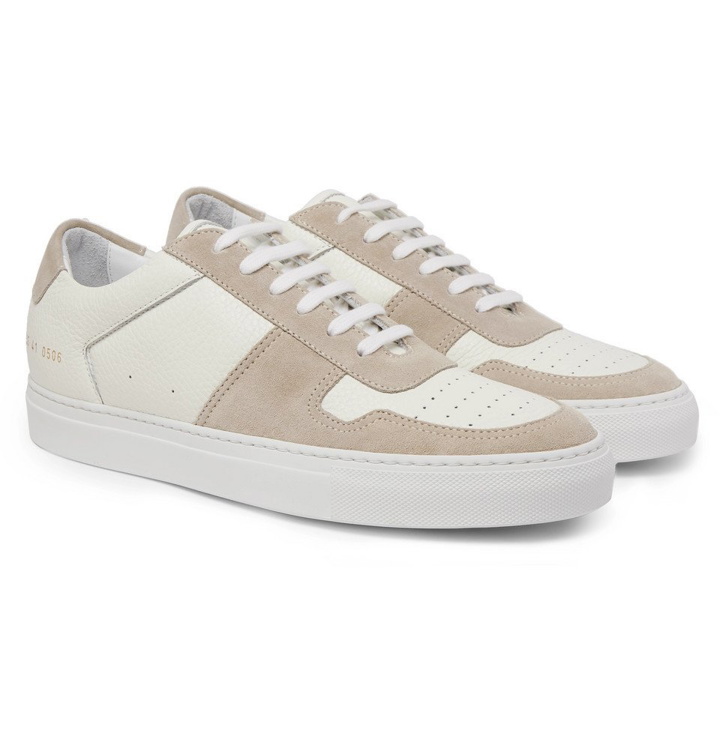Photo: Common Projects - BBall Full-Grain Leather and Suede Sneakers - White