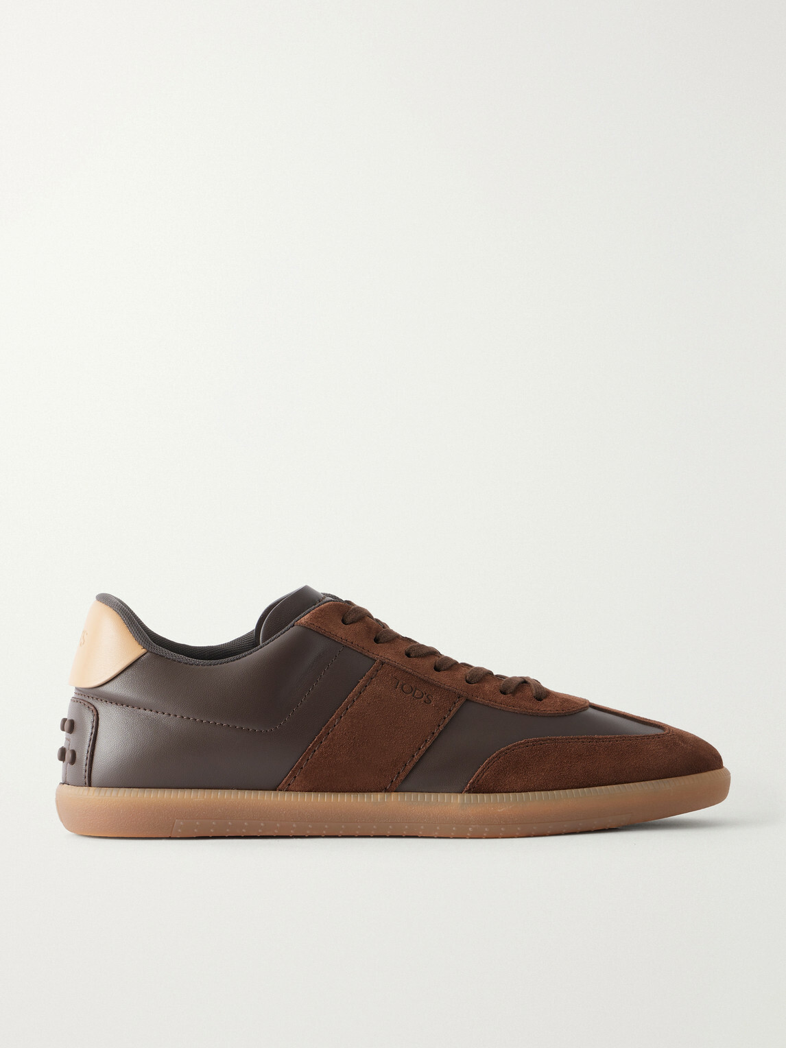 Tod's - Suede-Trimmed Leather Sneakers - Brown