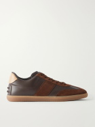 Tod's - Suede-Trimmed Leather Sneakers - Brown