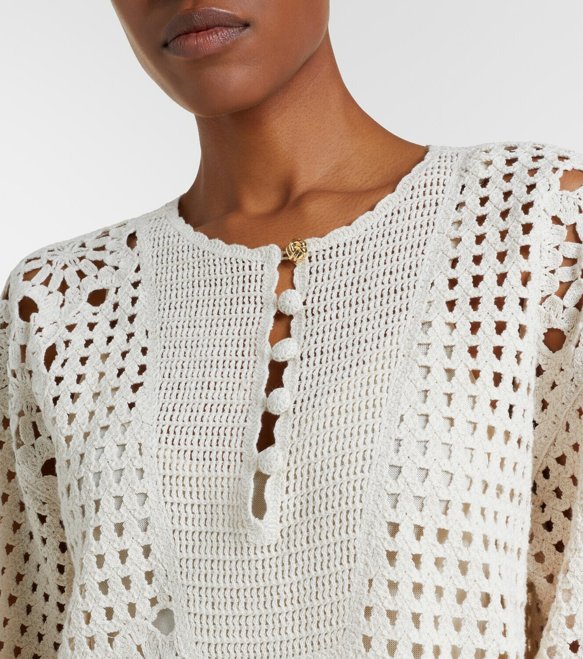 Frame The Postcard cotton crochet tunic