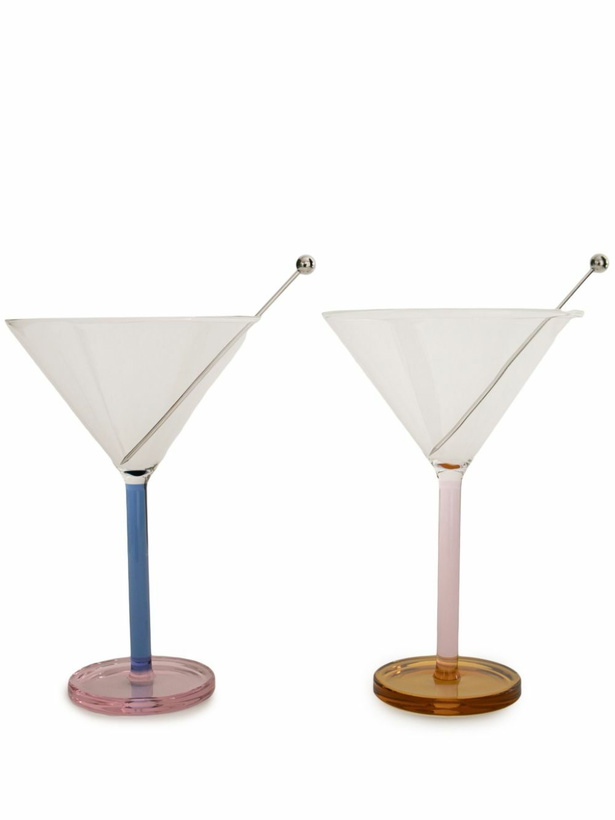 Photo: Sophie Lou Jacobsen Multicolour Glass And Stainless Steel Two Martini Glasses