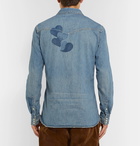 Remi Relief - Slim-Fit Distressed Embellished Denim Shirt - Blue