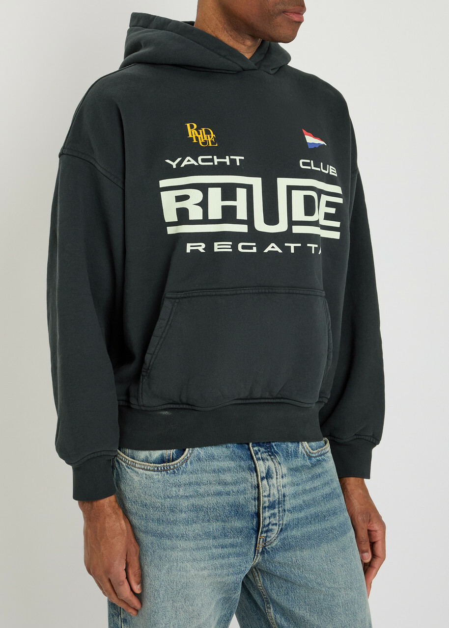 Rhude Regatta Club Printed Cotton Sweatshirt Black