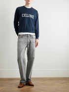 CELINE - Logo-Appliquéd Cotton-Jersey Sweatshirt - Blue