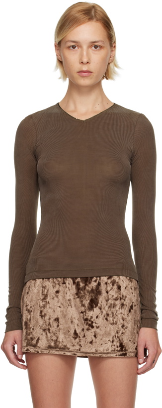 Photo: Fruity Booty Brown Second Skin V-Neck T-shirt
