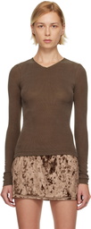 Fruity Booty Brown Second Skin V-Neck T-shirt