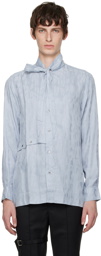 The World Is Your Oyster Blue Self-Tie Shirt