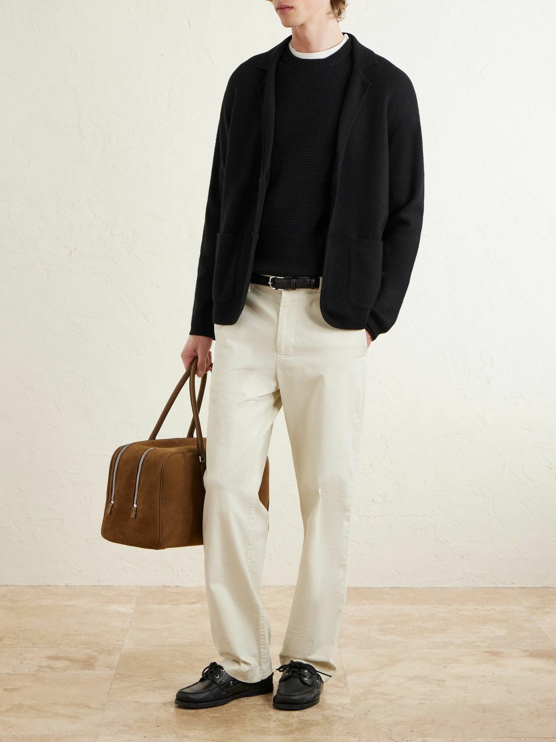 Inis Meáin - Caoladóir Basketweave Textured Cotton and Cashmere-Blend Sweater - Black