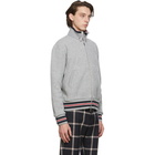 Thom Browne Grey Wool Pique Funnel Zip-Up Jacket