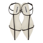 Jil Sander Black and White Middle Strap Pointy Toe Flat Sandals
