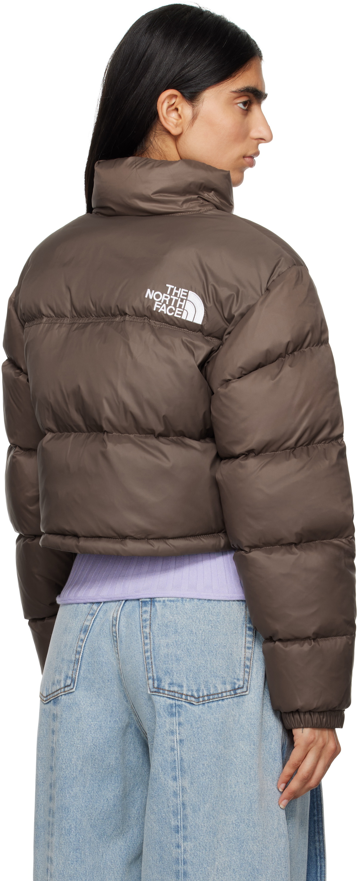 The North Face Brown Nuptse Short Down Jacket The North Face