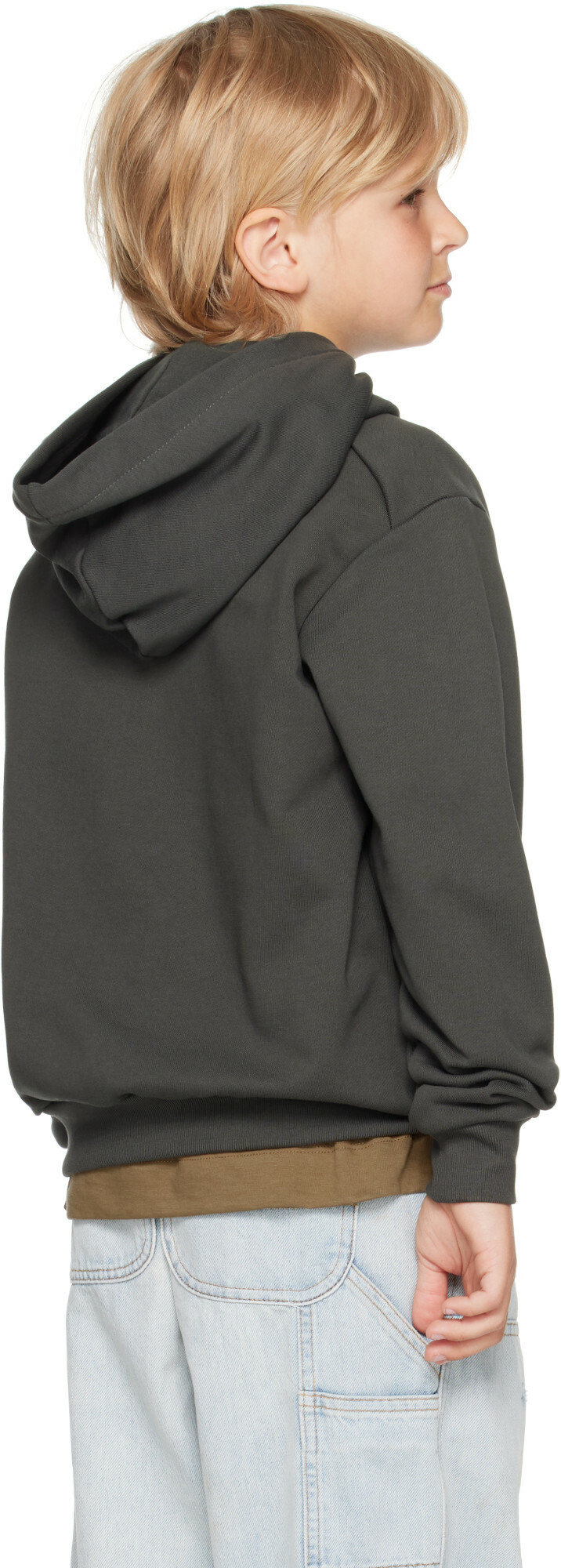 Marni Kids Gray Printed-Logo Hoodie