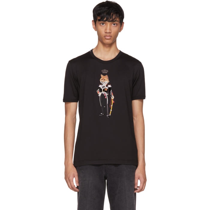 Photo: Dolce and Gabbana Black Royal Fox T-Shirt