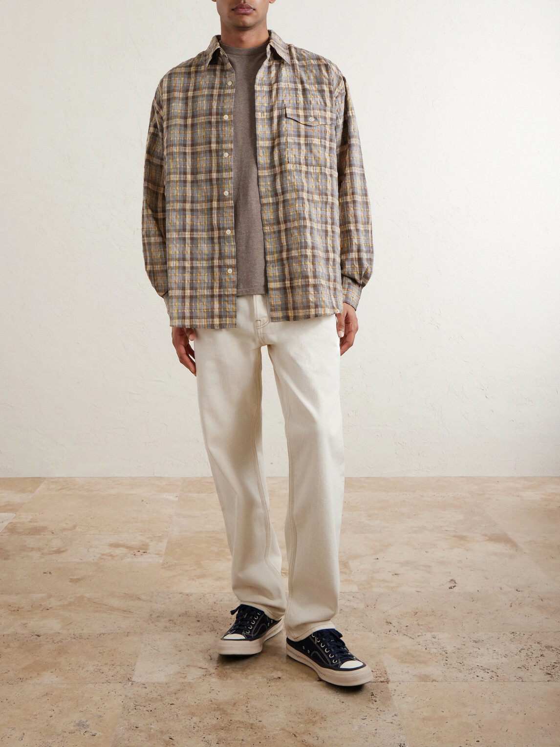 FrizmWORKS - Checked Woven Shirt - Brown