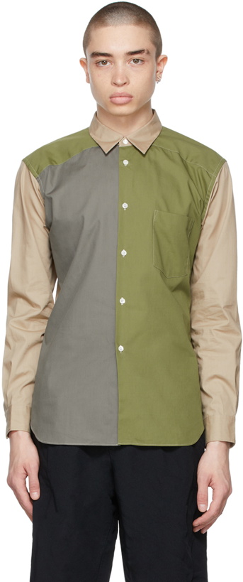 Photo: Comme des Garçons Homme Deux Beige & Khaki Colorblocked Shirt