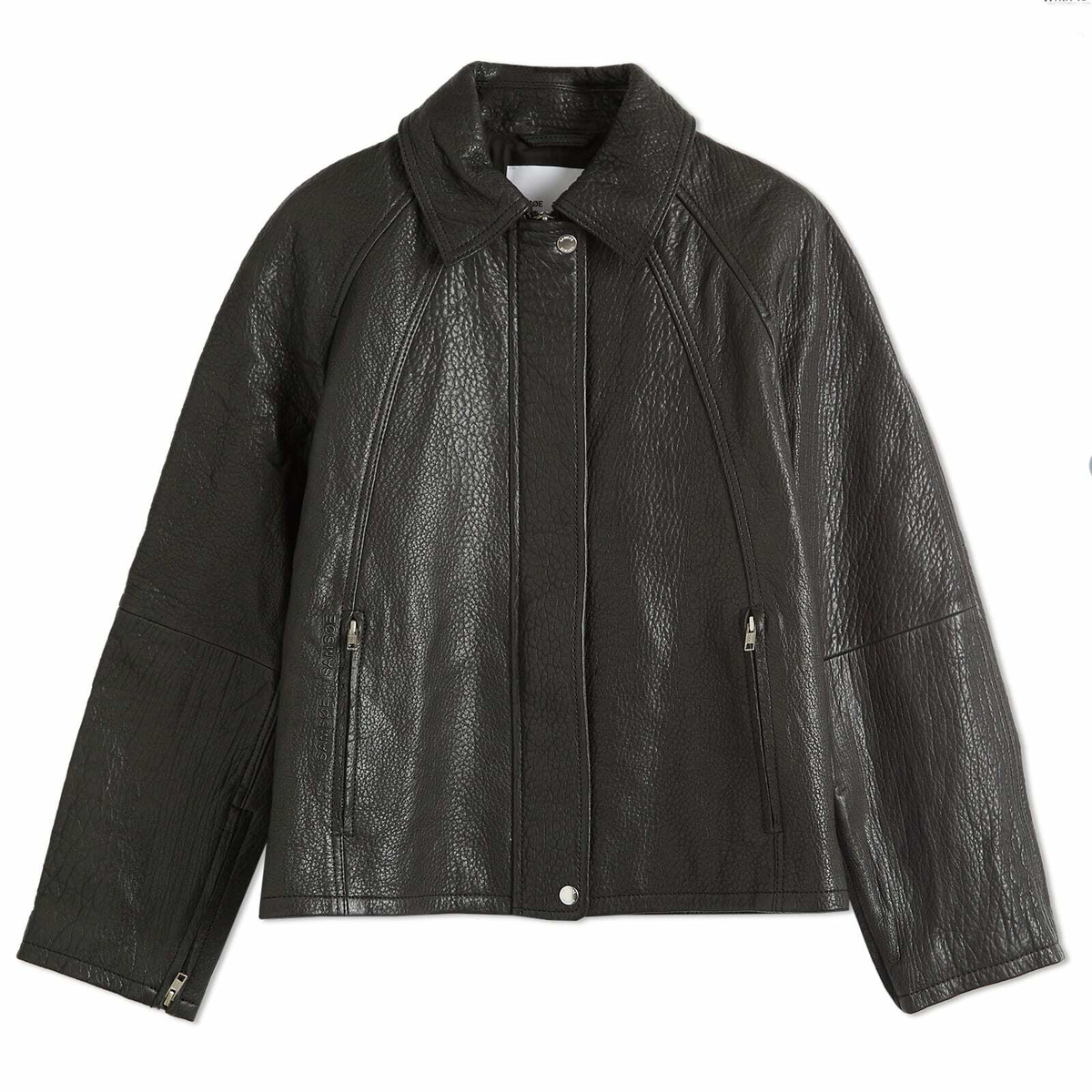 Samsøe Samsøe Women's Sanok Leather Jacket in Black Samsøe
