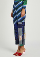 Pleats Please Issey Miyake City College Printed Woven Pleated Trousers Grey