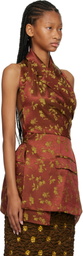 Dries Van Noten Tan Backless Jacquard Blouse
