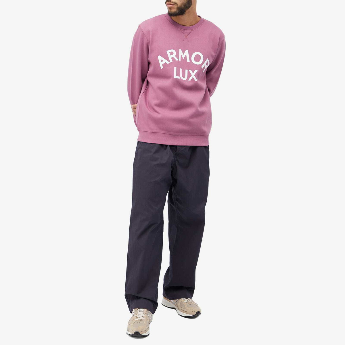 Armor-Lux Men's Organic Logo Crew Sweat in Deep Purple