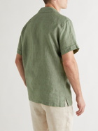FRESCOBOL CARIOCA - Thomas Camp-Collar Linen Shirt - Green