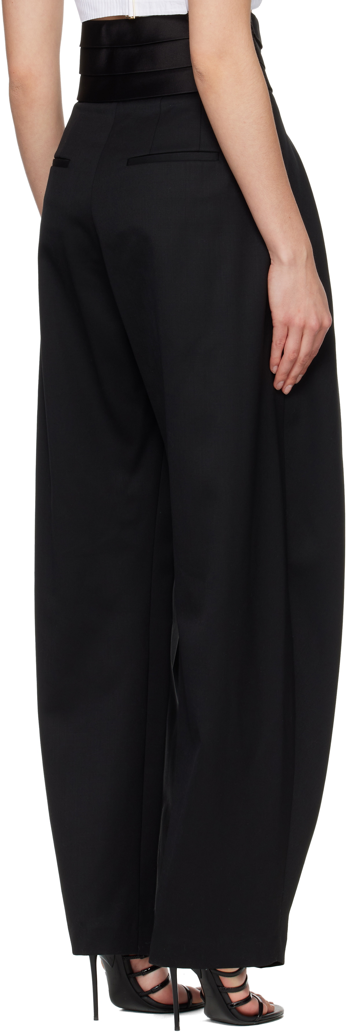 ALAÏA Black Tux Round Wool Trousers