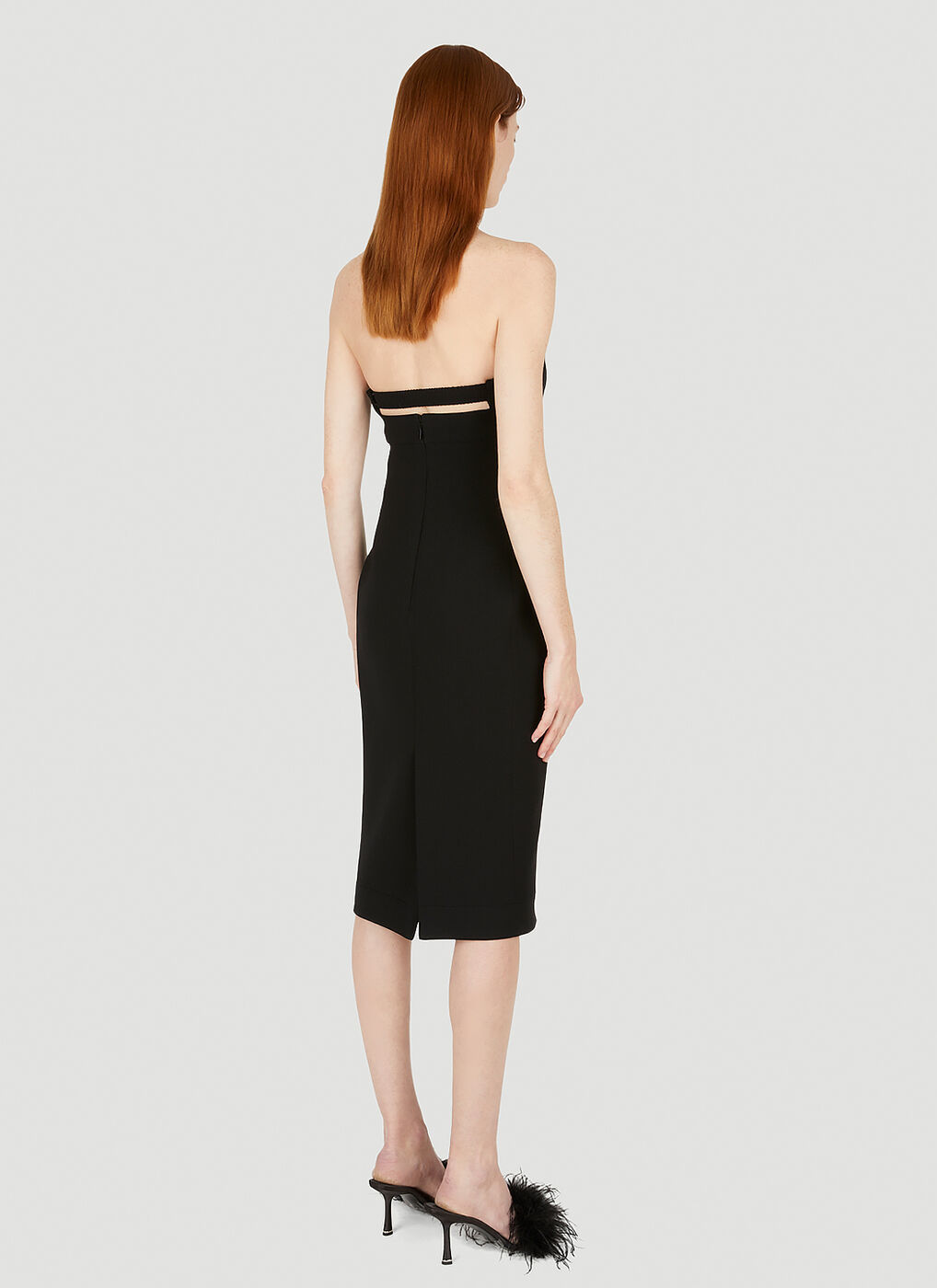 Cut Out Strapless Midi Dress in Black Saint Laurent
