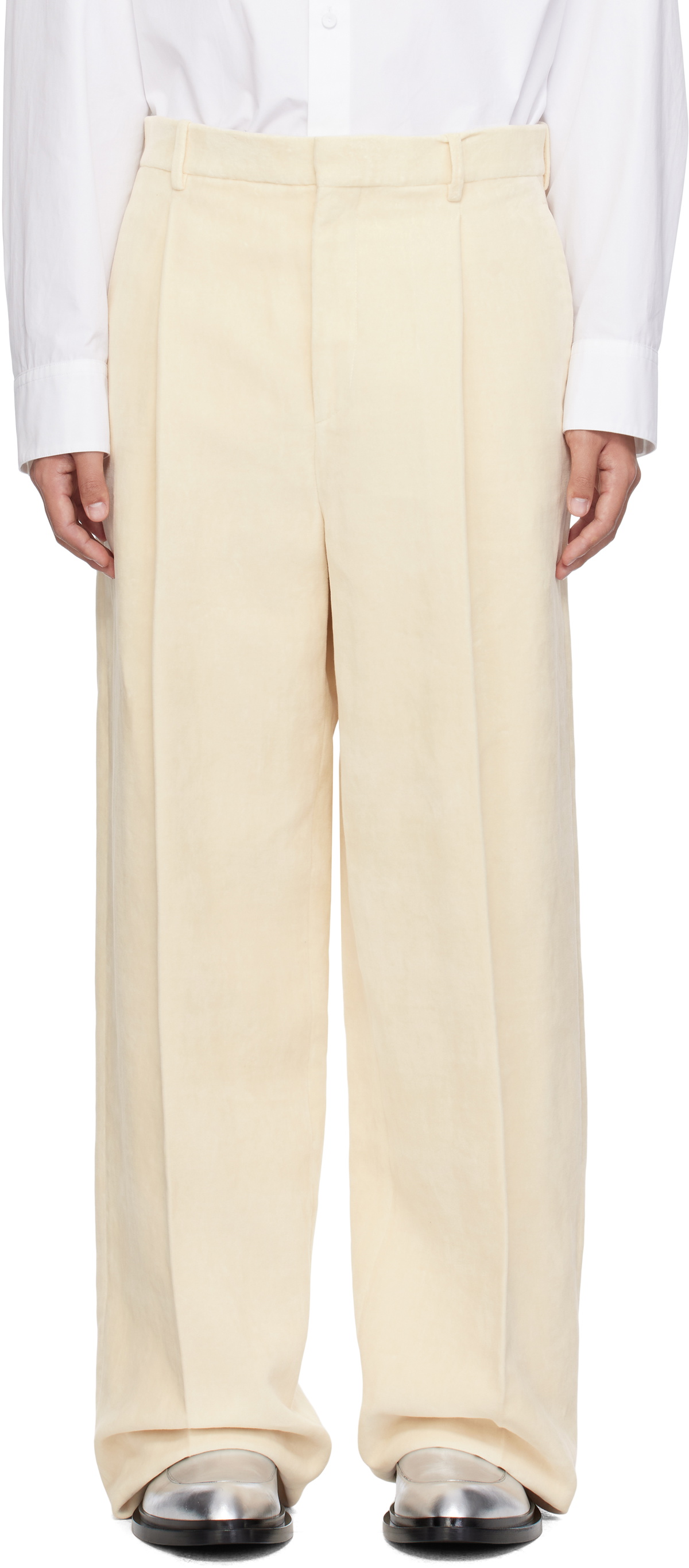 Jil Sander Beige Pleated Trousers