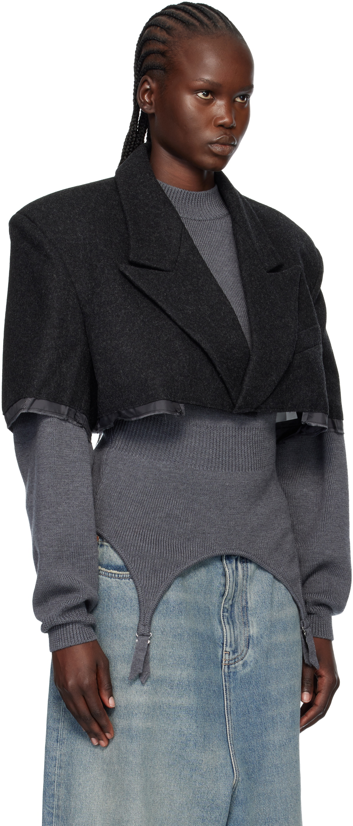 VAQUERA Gray Chopped Blazer