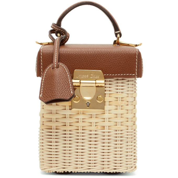 Mark Cross Grace Cube Rattan & Leather Box Bag