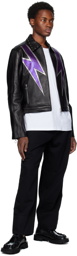 Charles Jeffrey LOVERBOY Black Graphic Leather Jacket