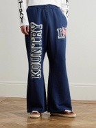 KAPITAL - Printed Cotton-Blend Jersey Sweatpants - Blue