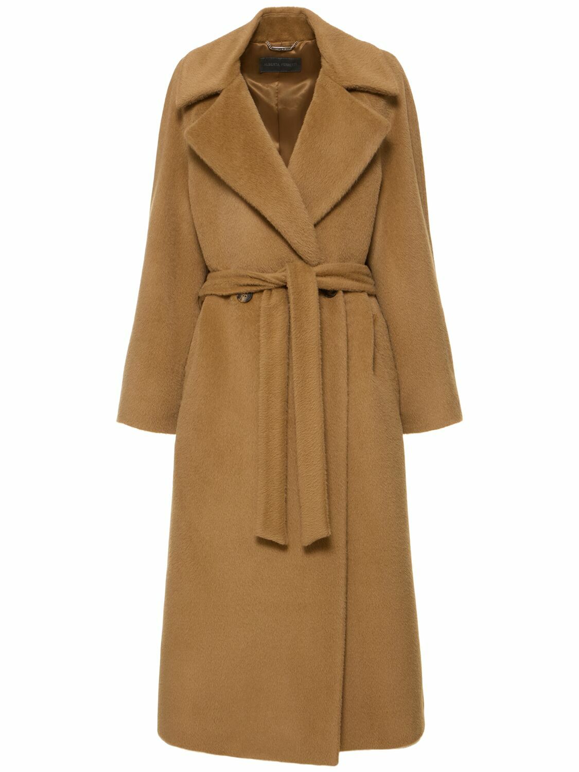 ALBERTA FERRETTI Belted Alpaca & Wool Long Coat