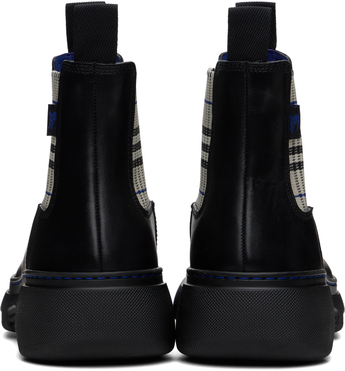 Burberry Black & Gray Leather Creeper Low Chelsea Boots Burberry