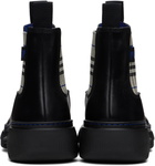 Burberry Black & Gray Leather Creeper Low Chelsea Boots