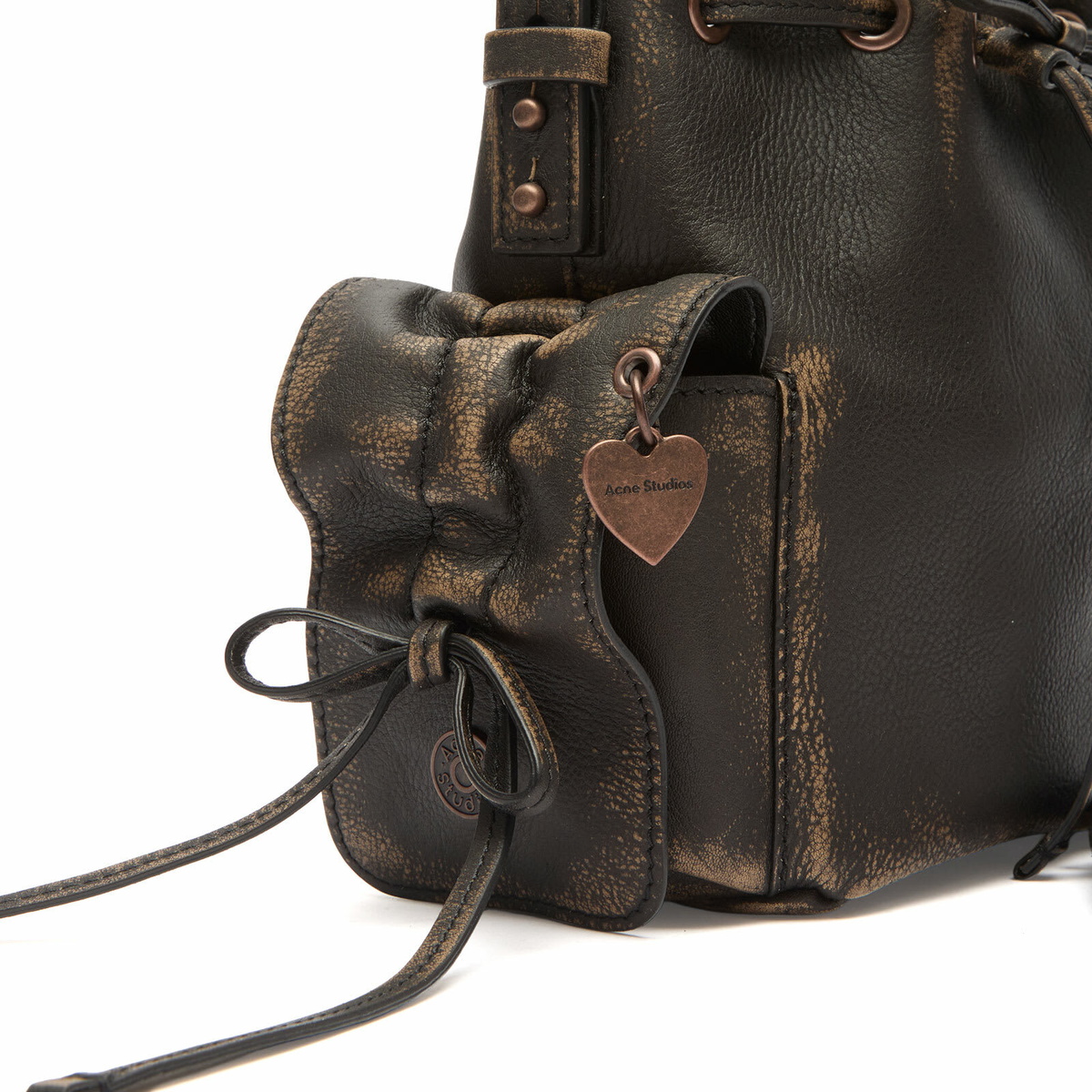 Acne Studios Women's Multipocket Mini Bucket Bag in Dark Brown/Beige 
