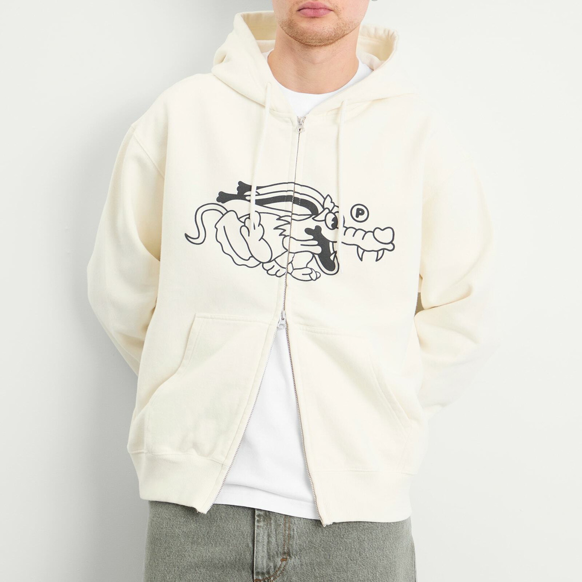 Pawa Speed Sports Men's Doggo Zip Hoodie in Cream