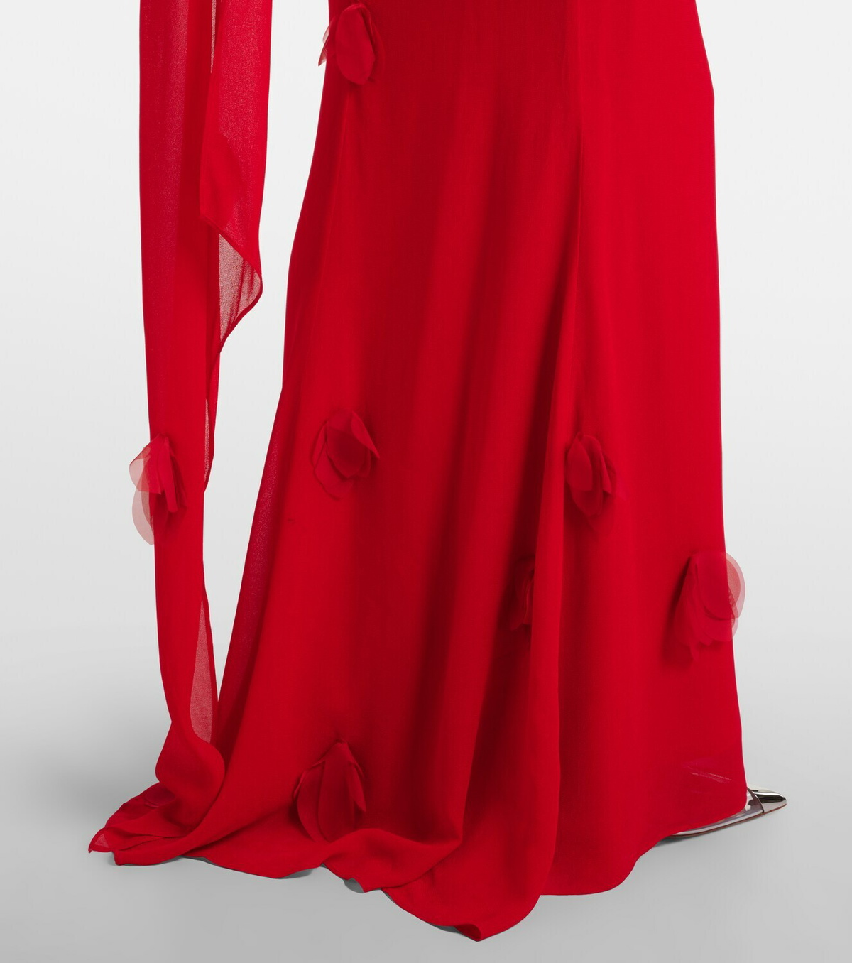 Self-Portrait Floral-appliqué scarf-detail gown