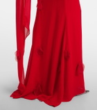Self-Portrait Floral-appliqué scarf-detail gown