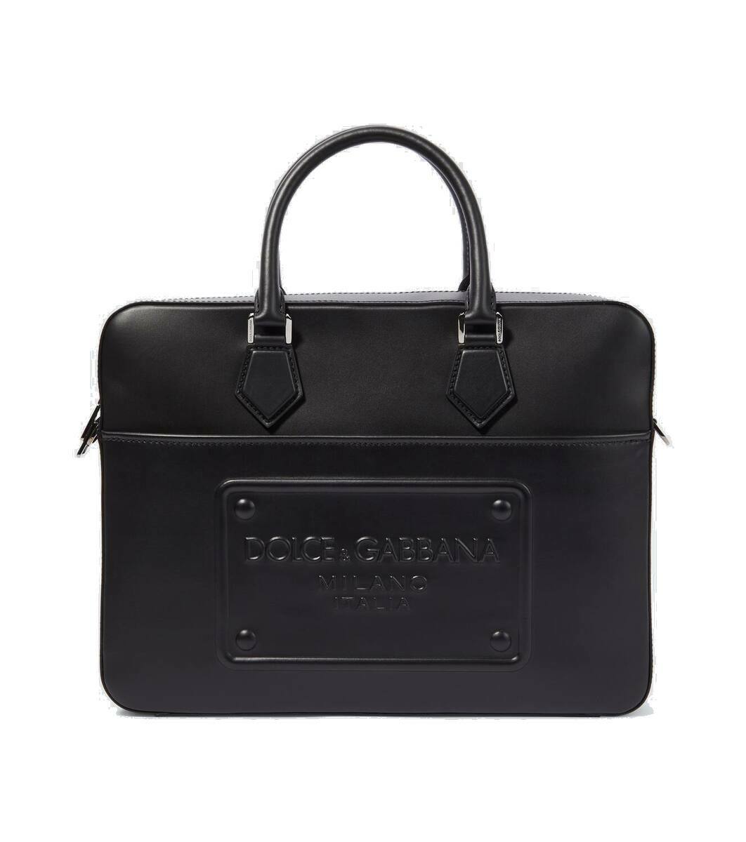 DOLCE & GABBANA Logo Plaque Leather Briefcase Dolce & Gabbana