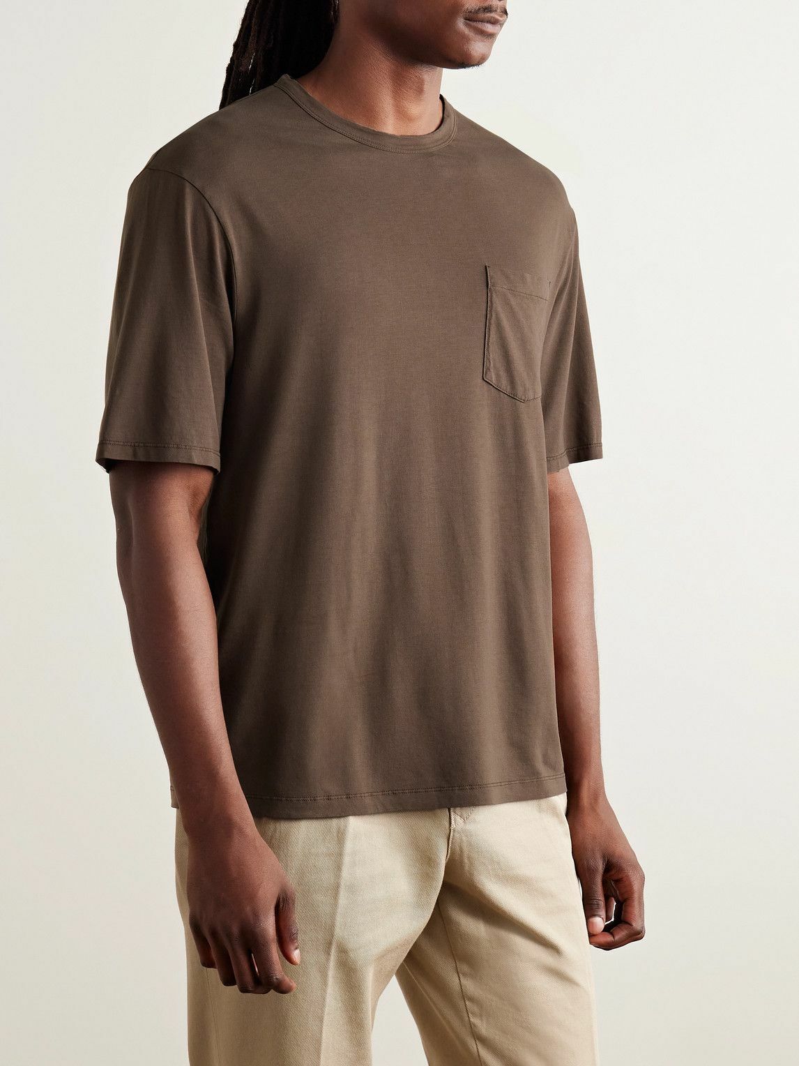 Officine Générale - Benny Pigment-Dyed Lyocell and Cotton-Blend Jersey T-Shirt - Brown