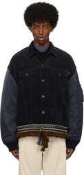 UNDERCOVER Navy Contrast Hem Bomber Jacket