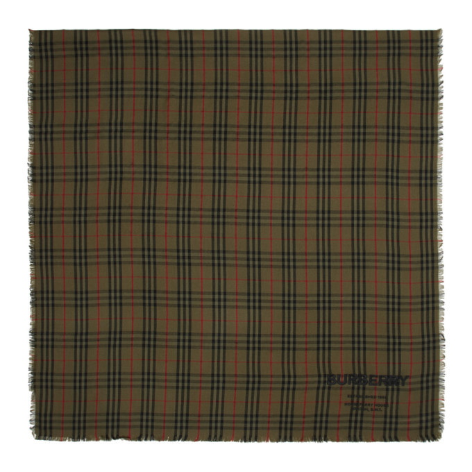 Photo: Burberry Green Cashmere Lightweight Vintage Check Scarf