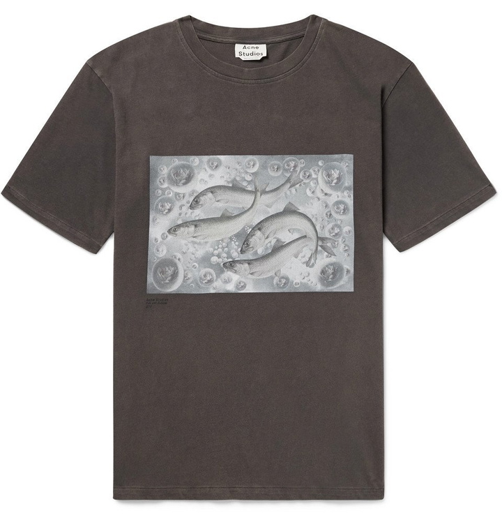 Photo: Acne Studios - Bemabe Printed Cotton-Jersey T-Shirt - Men - Dark gray