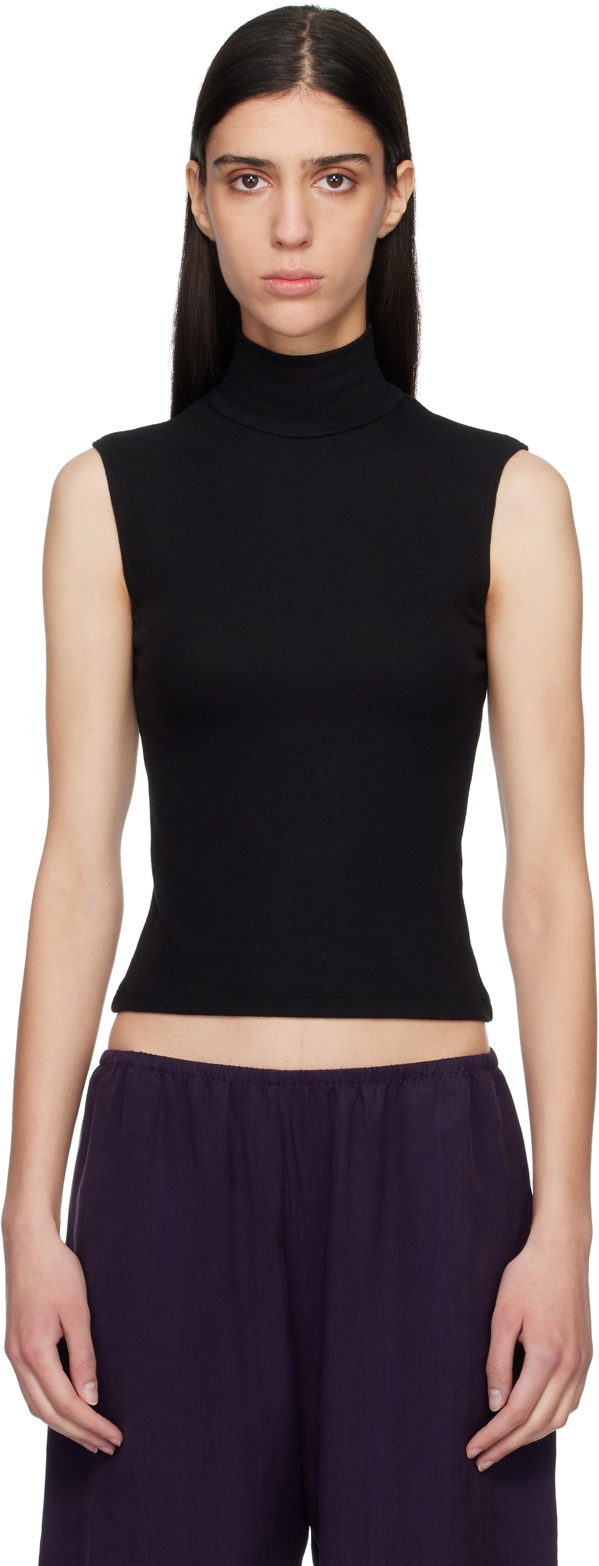 LESET Black Lauren Sleeveless Turtleneck