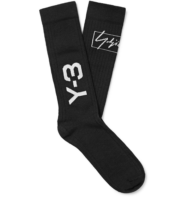 Photo: Y-3 - Logo-Intarsia Stretch-Knit Socks - Black