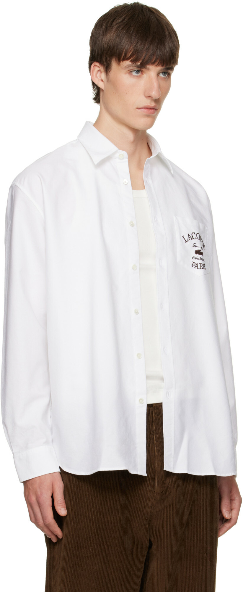Lacoste White Relaxed Fit Oxford Shirt