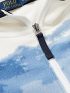 Polo Ralph Lauren - Logo-Embroidered Printed Fleece Half-Zip Hoodie - Blue